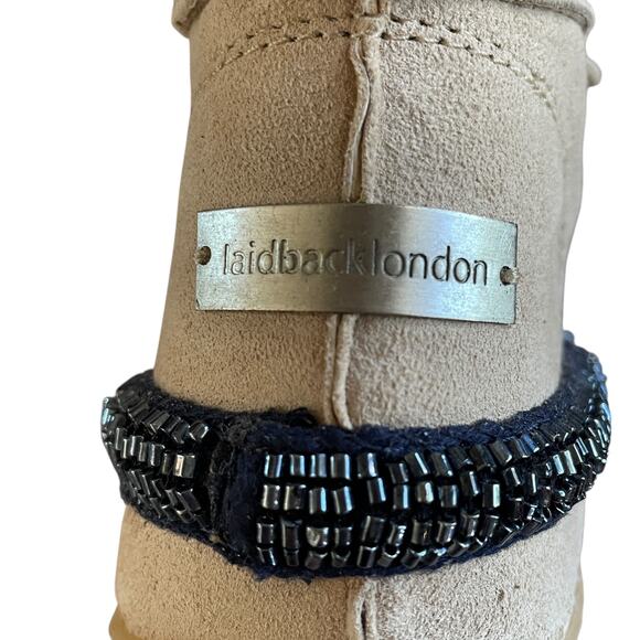 NWOT LAIDBACK LONDON Inca Women's Size 36 Navy Blue Beige Soft Beaded Moccasins - Picture 6 of 10